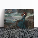 Big Box Art Canvas Print Wall Art John William Waterhouse Miranda The Tempest | Mounted & Stretched Box Frame Picture | Home Decor for Kitchen, Living Room, Bedroom, Hallway, Multi-Colour, 30x20 Inch