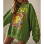 Nirvana Smiley Face Crewneck Sweatshirt Heliconia Färg Nirvana Sweatshirt Present Grön Green 3XL