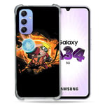 Cokitec Coque Renforcée en Verre Trempé pour Samsung Galaxy A34 5G Manga Naruto Noir