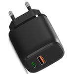 TG Effektfull 18W USB / USB-C Väggadapter Svart