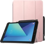 Coque Pour Tablette Samsung Galaxy Tab S3 9.7 Pouces Sm-T820 / T825 - Etui De Protection Avec Porte-Stylo Case Cover Rigide Fonction Sommeil/Réveil Automatique, Or Rose[Lle242912]