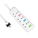 Mscien 3M Extension Lead Surge Protection 3 Way Individually Switched Power Strip With 3 Meter Extension Cord 2500W/10A（3 Gang-3M Cord）