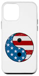 Coque pour iPhone 12 mini Drapeau américain Yin et Yang rouge, blanc et bleu avec étoiles