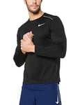 NIKE Men's Dri-fit Miler Long-sleeve Long sleeve Running Top, Black/Black/Reflective Silver, S UK