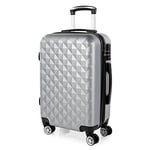 ITACA - Rigid Suitcase Medium Size - ABS Medium Suitcase 65cm Hard Shell Suitcase - Lightweight 20kg Suitcase with TSA Approved Locks - Lightweight and Resistant Travel Medium Size Suitcase, Silver