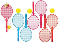 PMS 316004 Ensemble de tennis de luxe avec balle - 51 cm x 22,5 cm (1 pièce) - Assortiment de couleurs vives (rouge, bleu, jaune) - Idéal pour les activités de jardin, de parc et de plage, multicolore