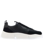 Ted Baker Mens Cyclew Webbing Leather & Suede Trainers in Black Leather (archived) - Size UK 12