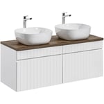 Meuble double vasque 120cm Zelie Blanc et Bois