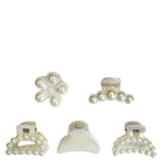 DARK Pearl Hair Claw Floral Mini White 5pcs