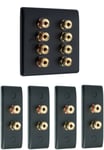 4.0 Matt Black Surround Sound Audio AV Speaker Wall Face Plate Kit - NON SOLDER