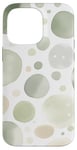 Coque pour iPhone 14 Pro Max Abstrait Vert Aquarelle Pois sur Blanc