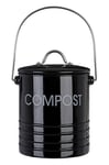 Bac à Compost avec Poignée Noir -Poubelle Cuisine - La 15 x D 15 x H 18 Cm