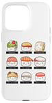 Coque pour iPhone 15 Pro Max Tableau d'identification des sushis Kawaii