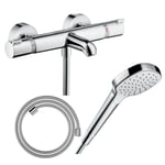 Pack mitigeur bain douche thermostatique HANSGROHE Ecostat Comfort + Flexible Designflex 160 cm + Pommeau de douche Croma Select E