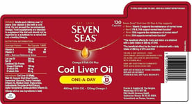 Seven Seas Omega-3 Fish Oil Plus Cod Liver Oil One-a-Day EPA DHA ,120 Capsules
