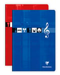 Clairefontaine 3137C Un Cahier Agrafé de Musique et Chants - A4 21x29,7 cm - 96 Pages Grands Carreaux et Portées avec lignes - Papier Blanc 90 g - Couverture Carte Pelliculée - Couleur Aléatoire