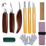 Auspicious-10pcs Outils de sculpture sur bois, kit de sculpture sur bois avec 3 ciseaux à bois, 3 couteaux à découper, ensemble de couteaux à