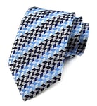 marysgift Light Blue Tie Mens Woven Silk Neck Tie for Business Formal Stylish Striped Family Ties (LUD28 Blue Grey Stripe, 123)