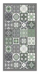 Panorama Tapis du Sol Vinyle Carreaux Ciments Vert 80x250 cm - Tapis de Cuisine en PVC Linoléum Vinyle - Antidérapant Lavable Ignifuge - Tapis pour Cuisine Bureau Salon - Protection du Sol