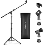 CAHAYA Pied de Microphone au Sol Mobile 2 en 1 Trépied en Métal avec Deux Clips Différents Réglable et Pliable Support pour Concerts Conférence Vidéo Scène Mariages CY0239