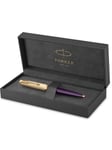 Parker 51 Ballpoint Pen | Deluxe Plum Barrel with Gold Trim | Medium 18k Gold Point with Black Ink Refill | Gift Box