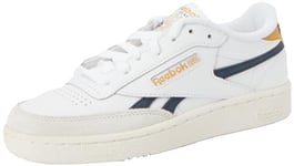 Reebok Men's Club C Revenge Sneaker, FTWR White/Vector Navy/Retro Gold F23-R, 4 UK