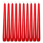 Red Taper Dinner Candles  9" 24cm Candle Unscented 7 Hour Burn Time 10 Pack