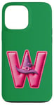 iPhone 13 Pro Max Pink Letter "W" on a Women Girls Ladies Witches Green Color Case