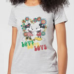 Disney Mickey Mouse Hippie Love Women's T-Shirt - Grey - XL