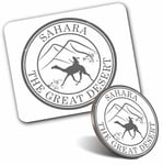 Mouse Mat & Coaster Set - BW - Sahara The Great Desert Travel Camel  #40039