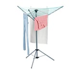 relaxdays Sèche Linge Rotatif, Ligne de 15 m, Jardin et Camping, Pliable, Socle, étendoir de Balcon, H:140cm;argenté