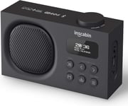 bin P2 Radio numérique Portable Dab/Dab + FM/Haut-Parleur sans Fil Portable avec Bluetooth/Son stéréo/Beau Design/Double réveil/Batterie Rechargeable (P2-Blcak)