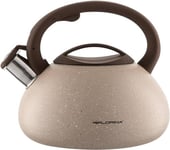 FLORINA - Bouilloire Inox (2,5 l) I Bouilloire Sifflante LAVA I Poignée Résistante à la Chaleur I Bouilloire non Electrique I Bouilloire Induction, Gaz I Pour Thé et Café I Couleur: Beige