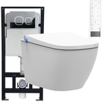 BERNSTEIN - Bâti-support + Toilettes Japonaises céramique, WC lavant japonais + Télécommande, filtre odeurs, séchoir air chaud, abattant veilleuse