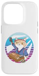 Coque pour iPhone 14 Pro Sushi chef bandeau chat tenue bleue comptoir en bois sushimi