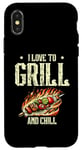 Coque pour iPhone X/XS I Love To Grill And Chill Griller Cook BBQ Griller Barbecue