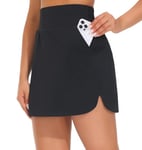 THE GYM PEOPLE Women's Golf Skort Tennis High Waist Lightweight Athletic Casual Skirts Built-in Shorts with 4 Pockets Black