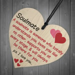 Soulmate I Love You Hanging Wooden Heart Valentines Day Gift Husband Wife Sign