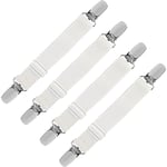 Tendeur Drap Housse Élastique, Fixation Attache Sangle de Maintien Ajustable pour Drap Lit, Canapé, Housse de Repassage (Blanc, Lot de 4)