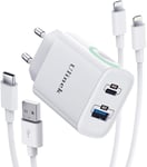 20w Chargeur Rapide Iphone Avec 2m Câble Mfi Usb C/A Vers Lightning Chargeur Secteur Mural Power Delivery Quick Charge 3.0 Compatible Avec Iphone 13 11 12 Pro Se 2020 X Xr 8 Plus I[Cdq090805]