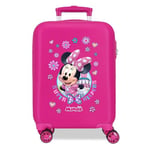 Joumma Disney Minnie Helpers Valise Cabine pour Enfant, fabriquée en ABS, matériau résistant, Quatre Roues Doubles à Rotation multidirectionnelle, Fermeture à Combinaison latérale, Rose, Valise 50