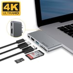 Usb C Hub, Equipd Alumiini 5 1 Usb-Tyyppi C – 4K Hdmi Multiport Adapteri, Thunderbolt 3, Usb 3.0 Portti, Sd/Micro Sd-Kortin Lukija Usb C Hub Macbook Pro/Air/M1 (Harmaa)_Gray