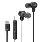 JVC HA-FR29UC-B in Black USB Type C Lightweight Comfortable Wired Headphones, Hi-Res Audio, Microphone & Volume Control, IPX2 Rated, D/A Converter Minimises Noise & Sound Degradation