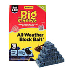 The Big Cheese All-Weather Block Bait - 10g x 30 Kills Mice and Rats Damp-Proof, Weather-Resistant, Blue Difenacoum