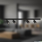 BRILONER - Système de rail Rail Starterset, 4x GU10 spots pivotants, extensible, système de rail d'éclairage plafond, spot rail, plafonnier, plafonnier, spotlight, 1,5 m, noir