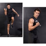 (Black M)Men's Gym Bodybuilding Vest Crewneck Men Fitness Sleeveless Muscle FST