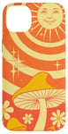 Coque pour iPhone 14 Plus Trippy Orange 70s Boho Champignon Cottagecore Vibes