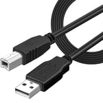 Câble d'imprimante,câble USB 2.0 type A vers type B,compatible avec HP,Epson,Canon,Brother,Lexmark,Scanner,Disque dur,Photographie numérique,Noir,1,80 m(Q697)