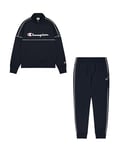 Champion Men's Legacy Script Shop (220292) -Special Polywarpknit Semi-Dull High-Neck Rib-Cuff Tracksuit, Navy Blue, L