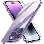 Coque Silicone Pour Iphone 14 Pro (6,1'') Antichoc Slim Transparent + 2 Verres Trempes Ecran